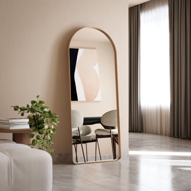 Brushed Gold Arch Shaped Full Length Mirror 1500 x 600mm by ingrain