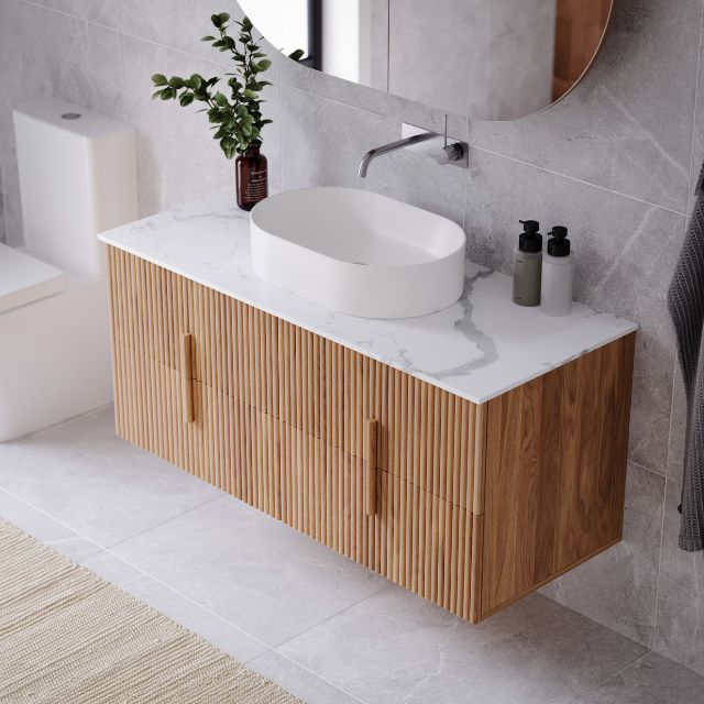 Ingrain Contoured Ash Wall Hung Vanity 1200 in Ash Timber Woodgrain