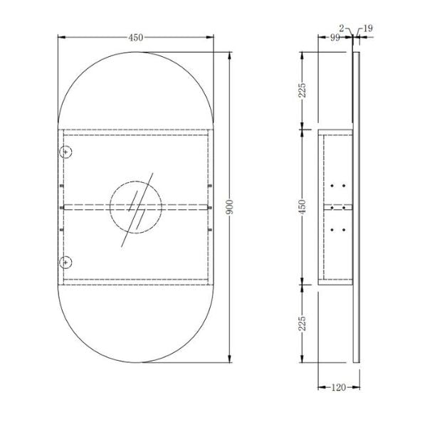 Ingrain Ash Pill Shaving Cabinet 450mm or 500mm