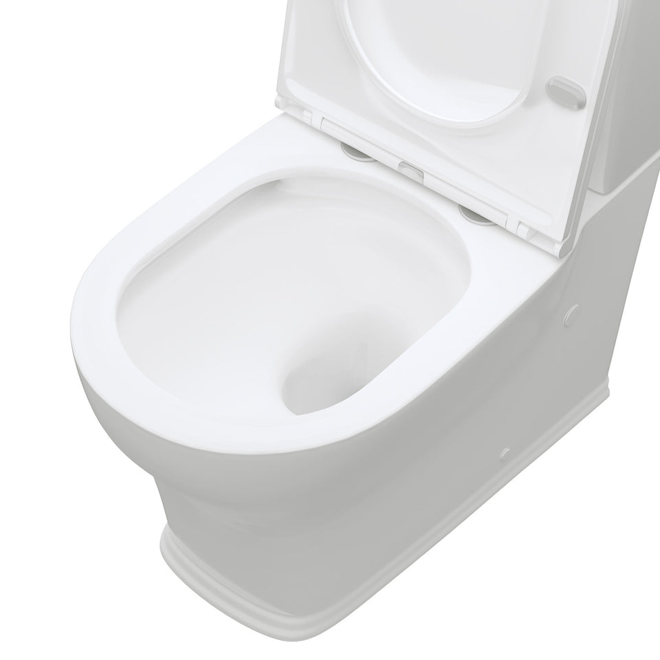 Fienza Lillian Tornado Flush Back-to-Wall Toilet Suite, Thick Seat, Gloss White