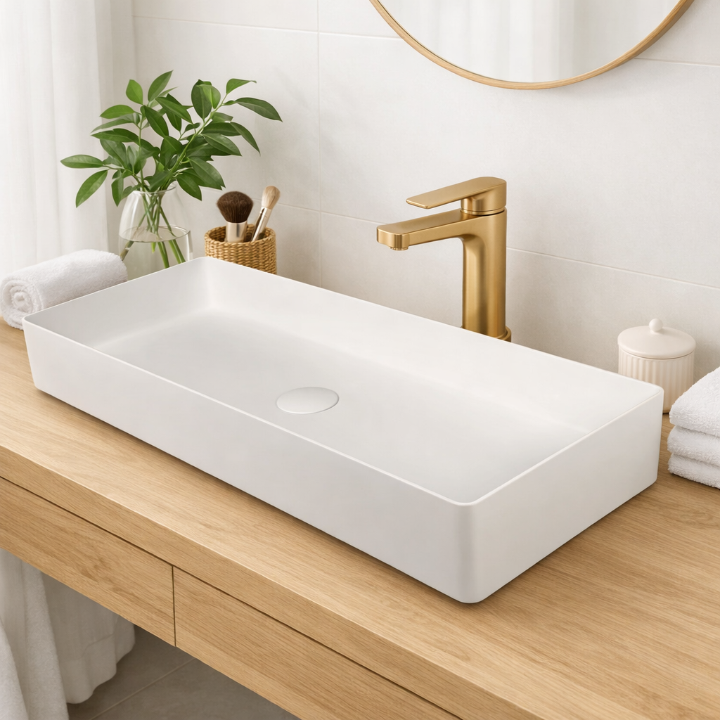 Kaskade Olso VXA78 Rectangular Stone Benchtop Basin
