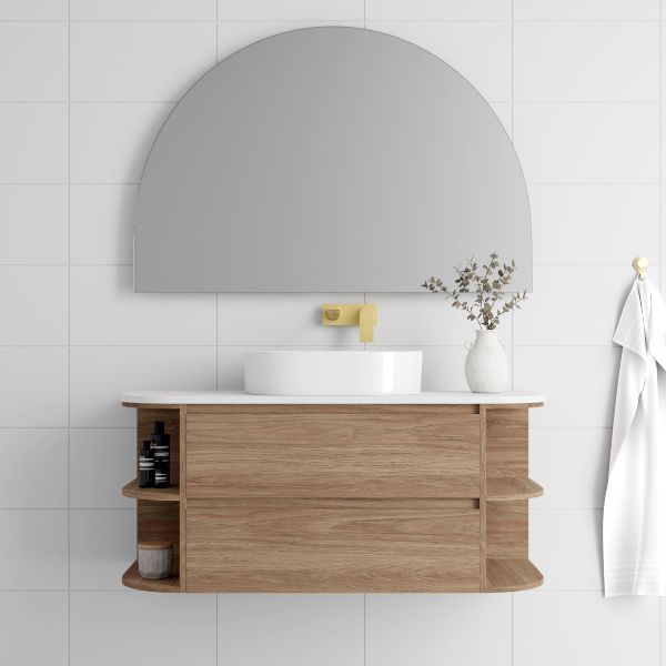 Marquis Avion, Avion5, 1200mm Two Shelf End Curved Wall Hung Vanity - The Blue Space