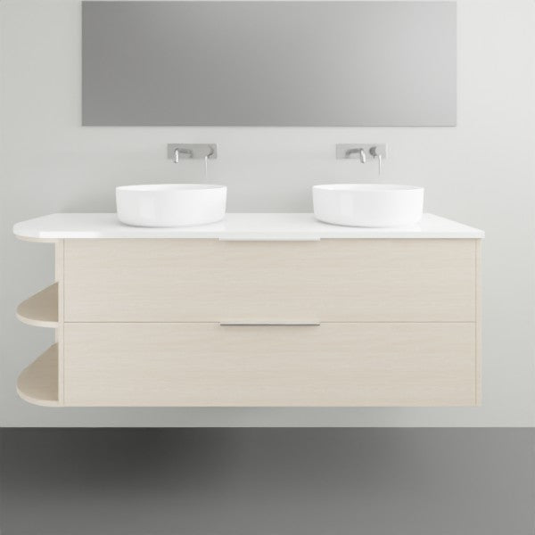 Marquis Avion7LHS Wall Hung Vanity - 1500 - Double Bowl Left Hand End Shelf | The Blue Space