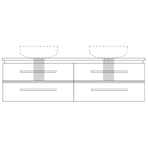 Marquis Riviera13 Wall Hung Vanity - 1500mm Double Bowl - 4 drawer | The Blue Space