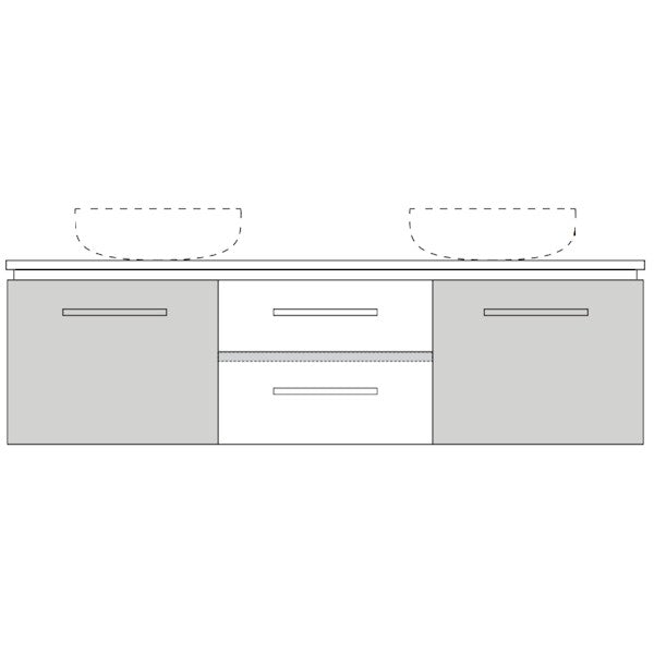Marquis Riviera14 Wall Hung Vanity - 1500mm Double Bowl - 2 door 2 drawer | The Blue Space