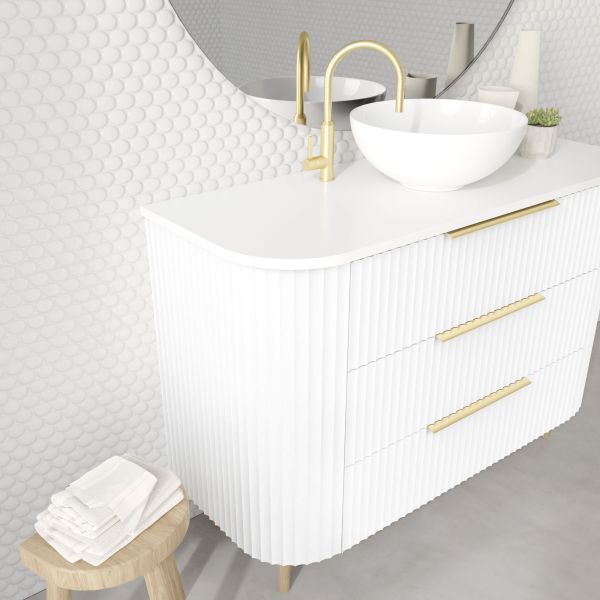 Marquis Shore Floor Standing Vanity on Legs with Symphony Solid Surface Top and Basin