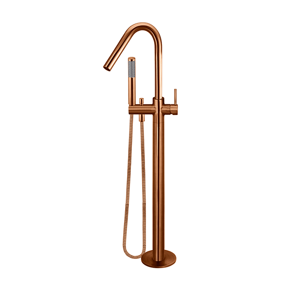 Meir Freestanding Round Bath Mixer with Hand Spray Lustre Bronze