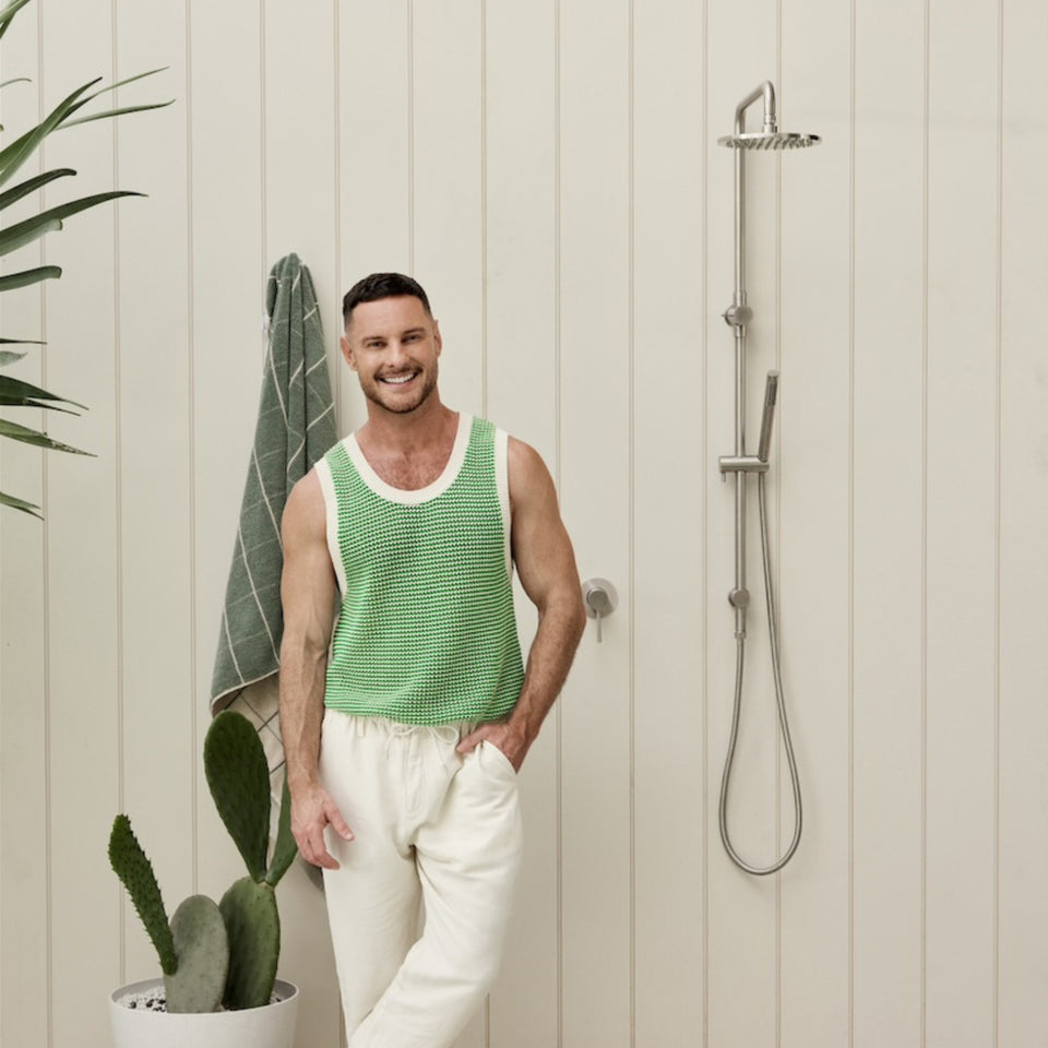 Meir Outdoor Round Wall Shower Mixer Stainless Steel