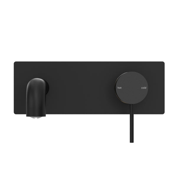 Nero Mecca Wall Basin Mixer 160mm Spout Matte Black Front View | The Blue Space