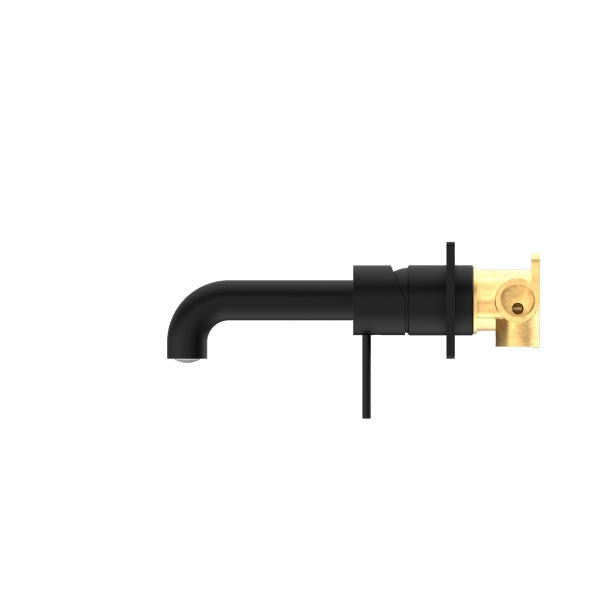 Nero Mecca Wall Basin Mixer 230mm Spout Matte Black Side View | The Blue Space