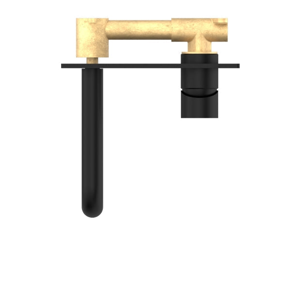 Nero Mecca Wall Basin Mixer 160mm Spout Matte Black Top View | The Blue Space