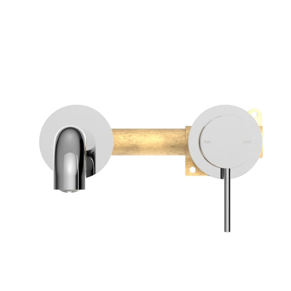 Nero Mecca Wall Basin/Bath Mixer Separate Back Plate 185mm Chrome