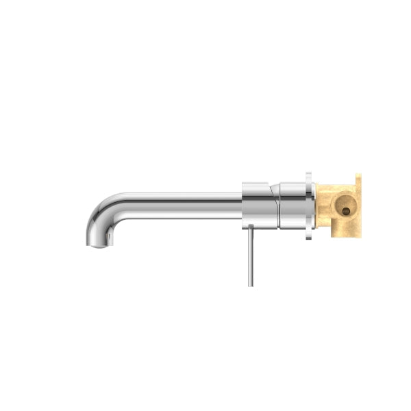 Nero Mecca Wall Basin Mixer Sep BP 185mm Spout Chrome Side View | The Blue Space