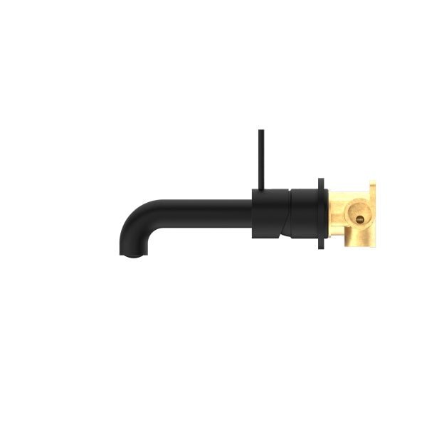 Nero Mecca Wall Basin/Bath Mixer Separate Back Plate Handle Up 160mm Matte Black