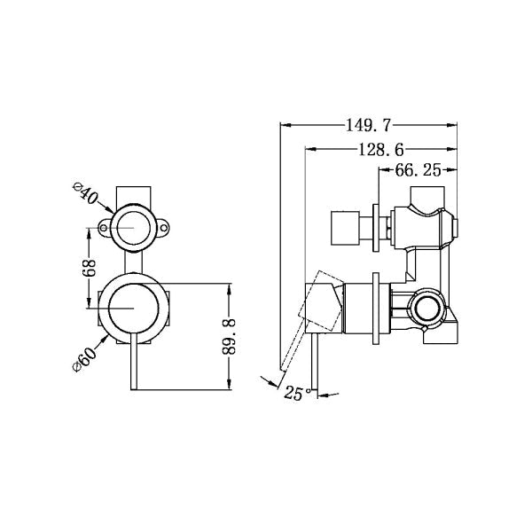 Nero Mecca Shower Mixer With Diverter Separate Back Plate Brushed Nickel