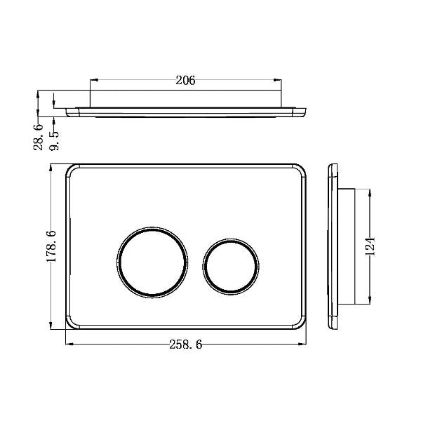 Nero Flush Plate Technical Drawing The Blue Space