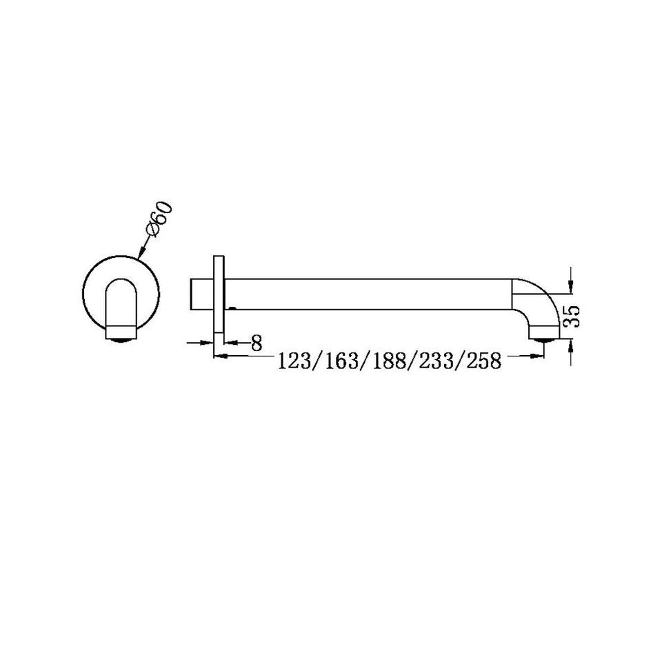 Nero Mecca Basin/Bath Spout Only 160mm Brushed Bronze