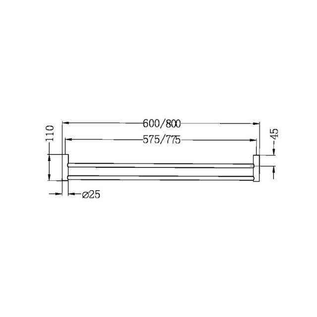 Nero New Mecca Double Towel Rail 800mm Brushed Gold