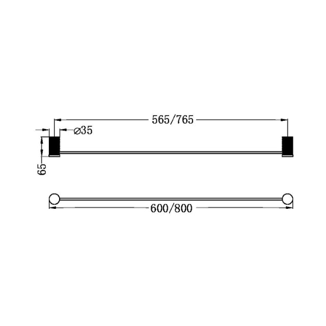 Nero Opal Single Towel Rail 800mm Brushed Bronze