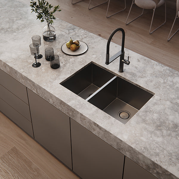 Phoenix 4000 Series 1-3/4 Bowl Sink 683 x 446mm Brushed Carbon