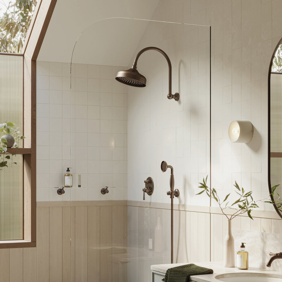 Phoenix Cromford High-Rise Shower Arm & Rose 210mm - Brushed Bronze