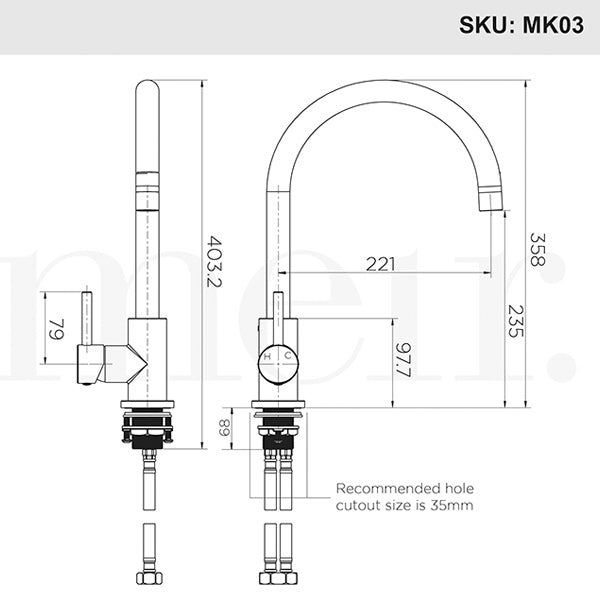 Meir Round Kitchen Sink Mixer - Lustre Bronze