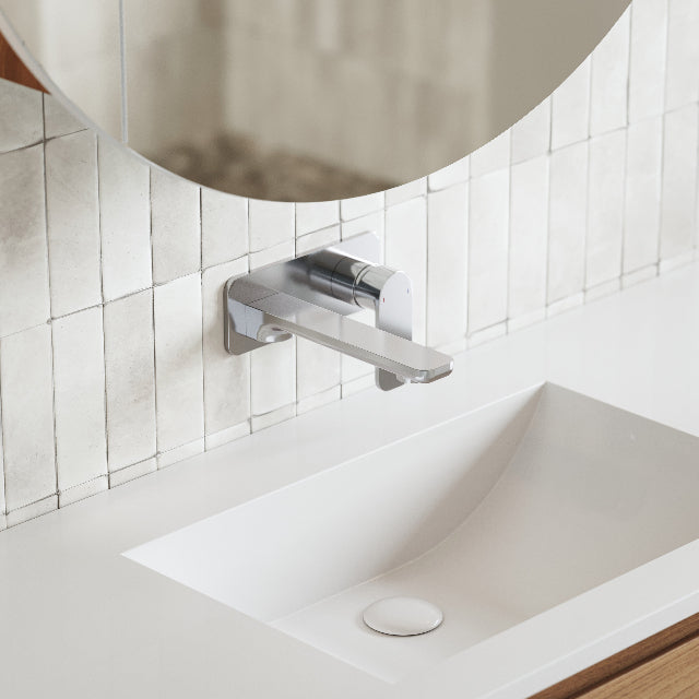 Caroma Luna Lead Free Wall Basin/Bath Mixer Chrome