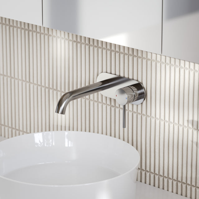 Caroma Liano II Lead Free Wall Basin/Bath Mixer Plate Set Chrome