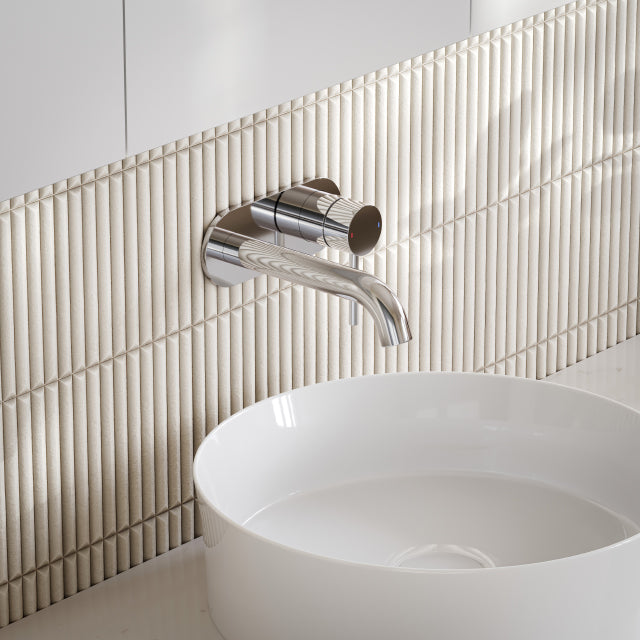 Caroma Liano II Lead Free Wall Basin/Bath Mixer Plate Set Chrome