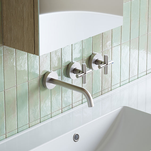 Phoenix Vivid Slimline Plus Wall Basin/Bath Hostess Set 180mm Brushed Nickel