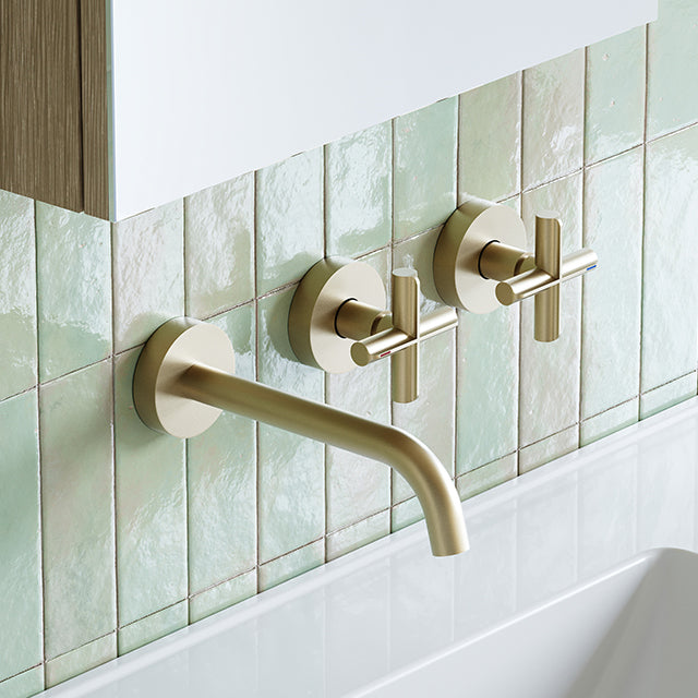 Phoenix Vivid Slimline Plus Wall Basin/Bath Hostess Set 180mm Brushed Gold