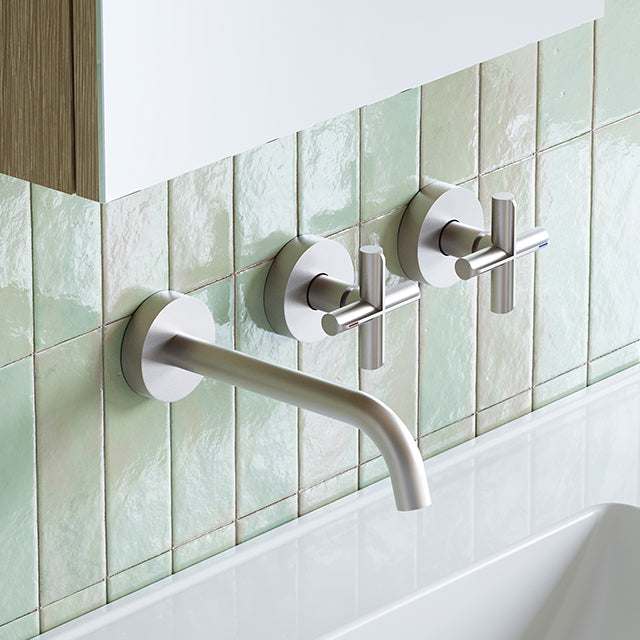 Phoenix Vivid Slimline Plus Wall Basin/Bath Hostess Set 180mm Brushed Nickel