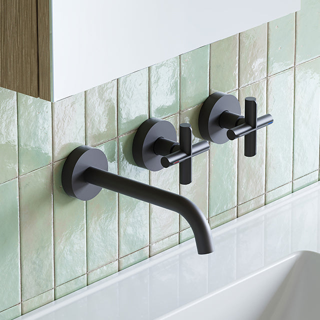 Phoenix Vivid Slimline Plus Wall Basin/Bath Hostess Set 180mm Matte Black
