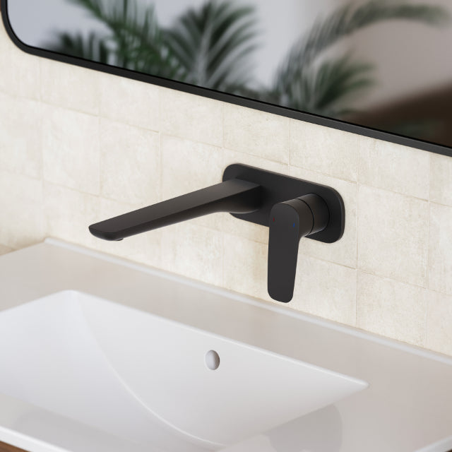 Caroma Contura II 180mm Wall Basin/Bath Mixer - Matte Black