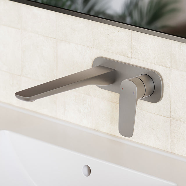 Caroma Contura II 180mm Wall Basin/Bath Mixer - Brushed Nickel