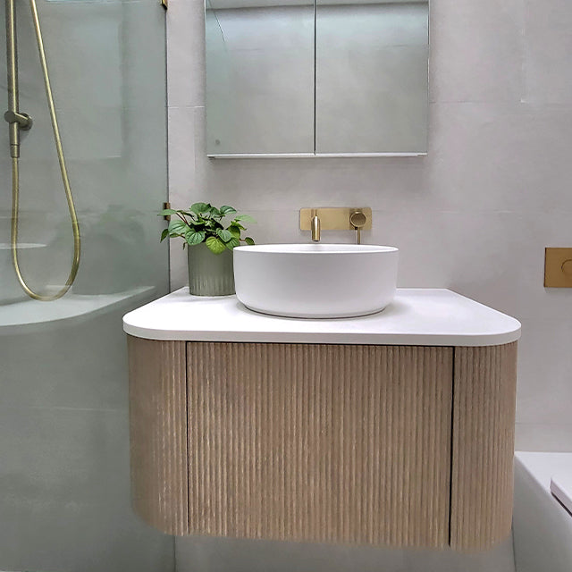 Phoenix Vivid Slimline SwitchMix Wall Basin Set 180mm Curved-Brushed Gold