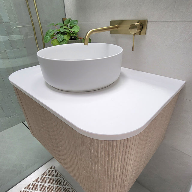 Phoenix Vivid Slimline SwitchMix Wall Basin Set 180mm Curved-Brushed Gold