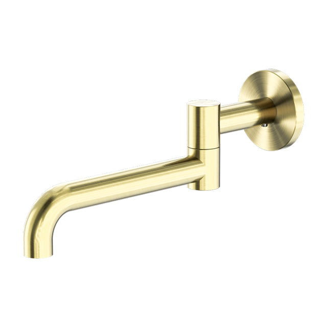 Nero Mecca Wall Mounted Swivel Basin/Bath Spout 225mm Brushed Gold