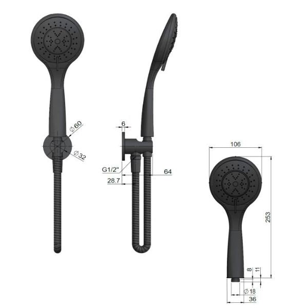 Meir Round 3 Function Hand Shower on Fixed Bracket Champagne