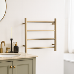 Thermogroup 4 Bar Thermorail Round Heated Towel Ladder 550mm - Brushed Brass
