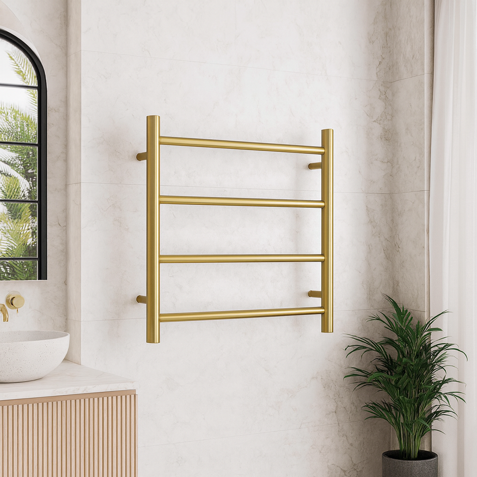 Thermogroup 4 Bar Thermorail Round Heated Towel Ladder 550mm Brushed Gold