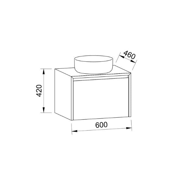 Timberline Embrace Wall Hung Vanity with SilkSurface Wraparound Top and Above Counter Basin
