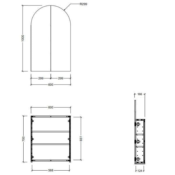 Timberline Church Shaving Cabinet 600mm