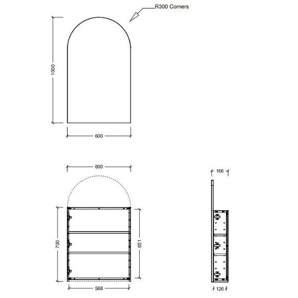 Timberline Church Shaving Cabinet 600mm