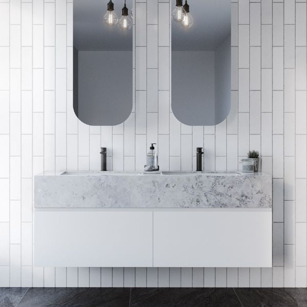 Timberline Kingsley Wall Hung Vanity with SilkSurface Box Top and Under Counter Basin