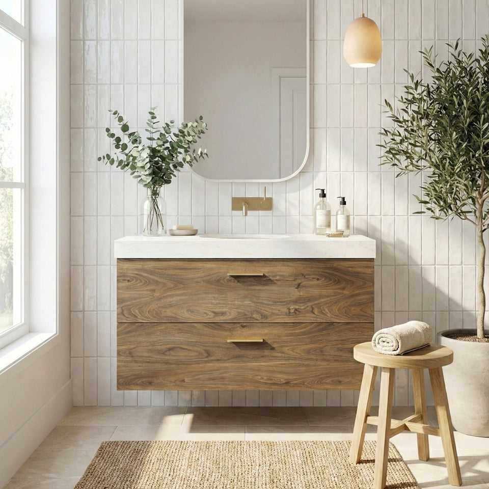 Timberline Oxbow Wall Hung Vanity with 90mm Box Top and Under Counter Basin