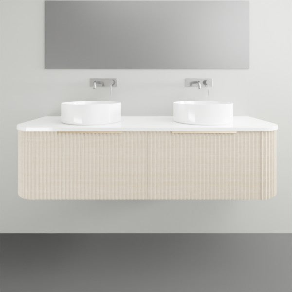 Timberline Santos Apollo Fluted Wall Hung Vanity with SilkSurface Top and Above Counter Basin