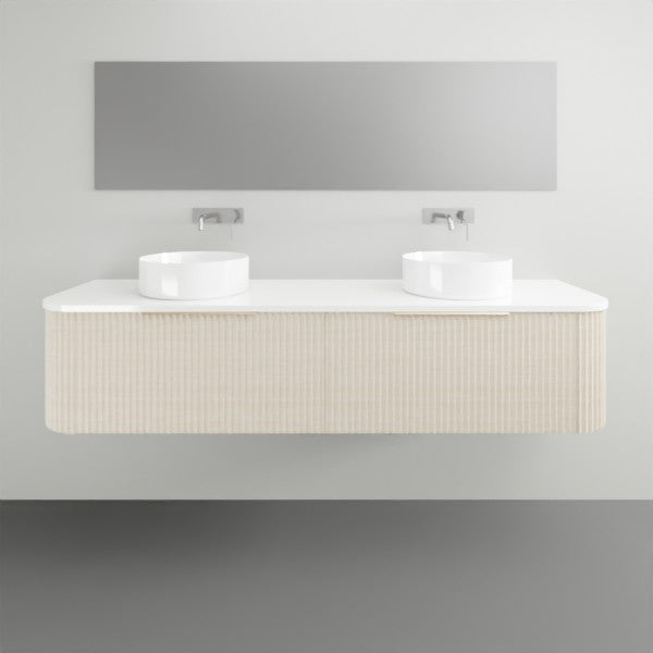 Timberline Santos Apollo Fluted Wall Hung Vanity with SilkSurface Top and Above Counter Basin