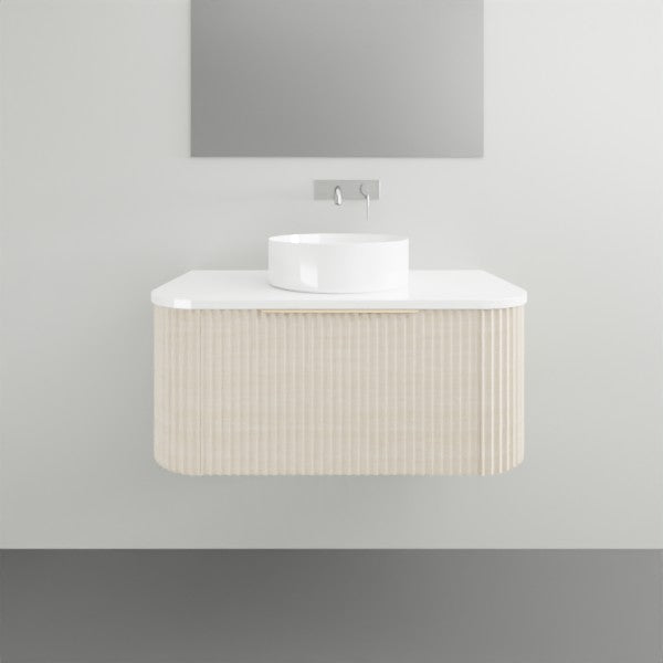 Timberline Santos Apollo Fluted Wall Hung Vanity with SilkSurface Top and Above Counter Basin