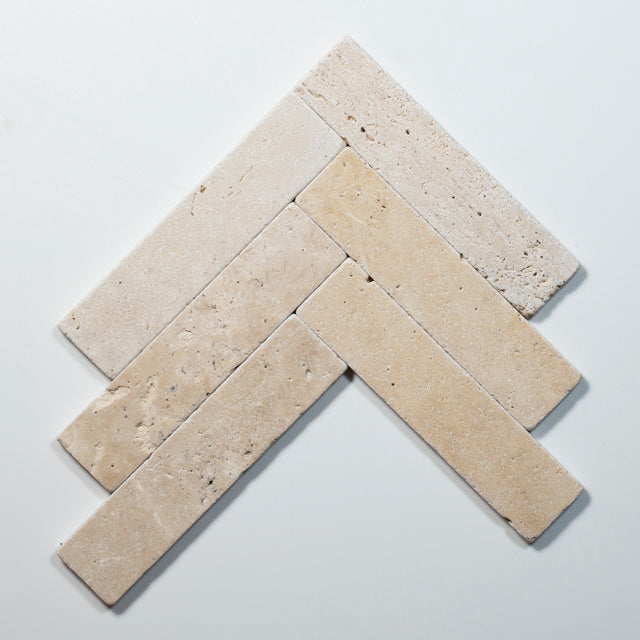 Tumbled Natural Beige Travertine Subway Tile 50mm x 200mm